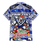 Custom Bulldogs Rugby Merry Christmas Family Matching Mermaid Dress and Hawaiian Shirt Indigenous Australian Art