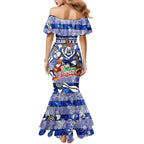 Custom Bulldogs Rugby Merry Christmas Family Matching Mermaid Dress and Hawaiian Shirt Indigenous Australian Art