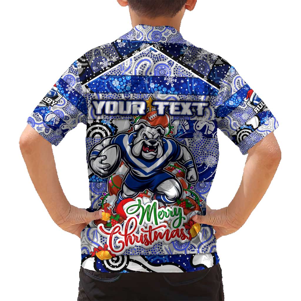 Custom Bulldogs Rugby Merry Christmas Family Matching Summer Maxi Dress and Hawaiian Shirt Indigenous Australian Art
