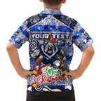 Custom Bulldogs Rugby Merry Christmas Family Matching Summer Maxi Dress and Hawaiian Shirt Indigenous Australian Art