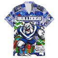 Custom Bulldogs Rugby Merry Christmas Family Matching Summer Maxi Dress and Hawaiian Shirt Indigenous Australian Art