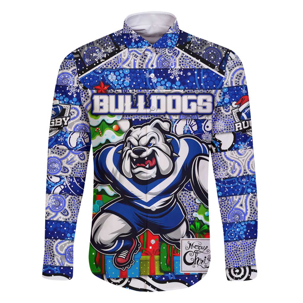 Custom Bulldogs Rugby Merry Christmas Family Matching Summer Maxi Dress and Hawaiian Shirt Indigenous Australian Art