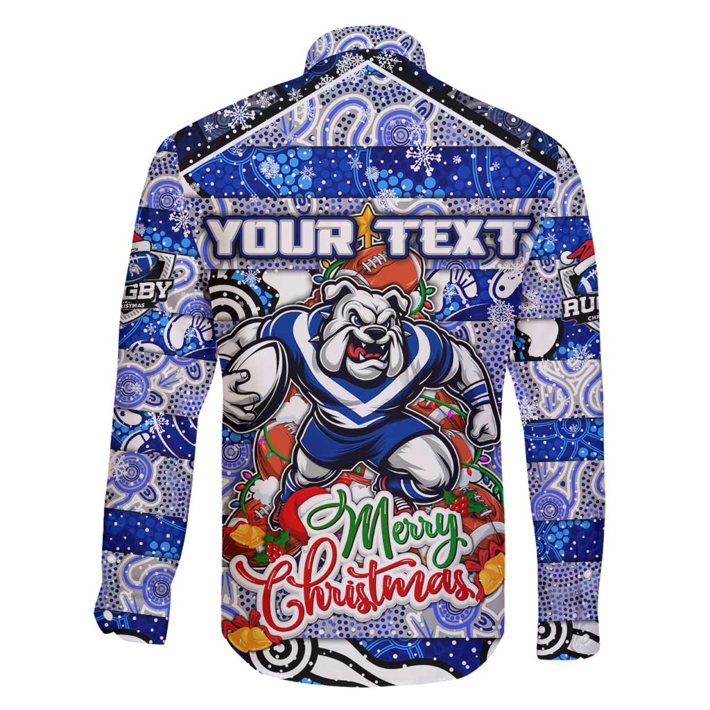 Custom Bulldogs Rugby Merry Christmas Family Matching Summer Maxi Dress and Hawaiian Shirt Indigenous Australian Art
