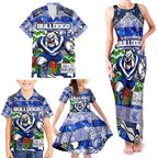 Custom Bulldogs Rugby Merry Christmas Family Matching Tank Maxi Dress and Hawaiian Shirt Indigenous Australian Art