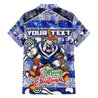 Custom Bulldogs Rugby Merry Christmas Family Matching Tank Maxi Dress and Hawaiian Shirt Indigenous Australian Art
