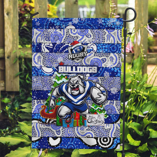 Bulldogs Rugby Merry Christmas Garden Flag Indigenous Australian Art