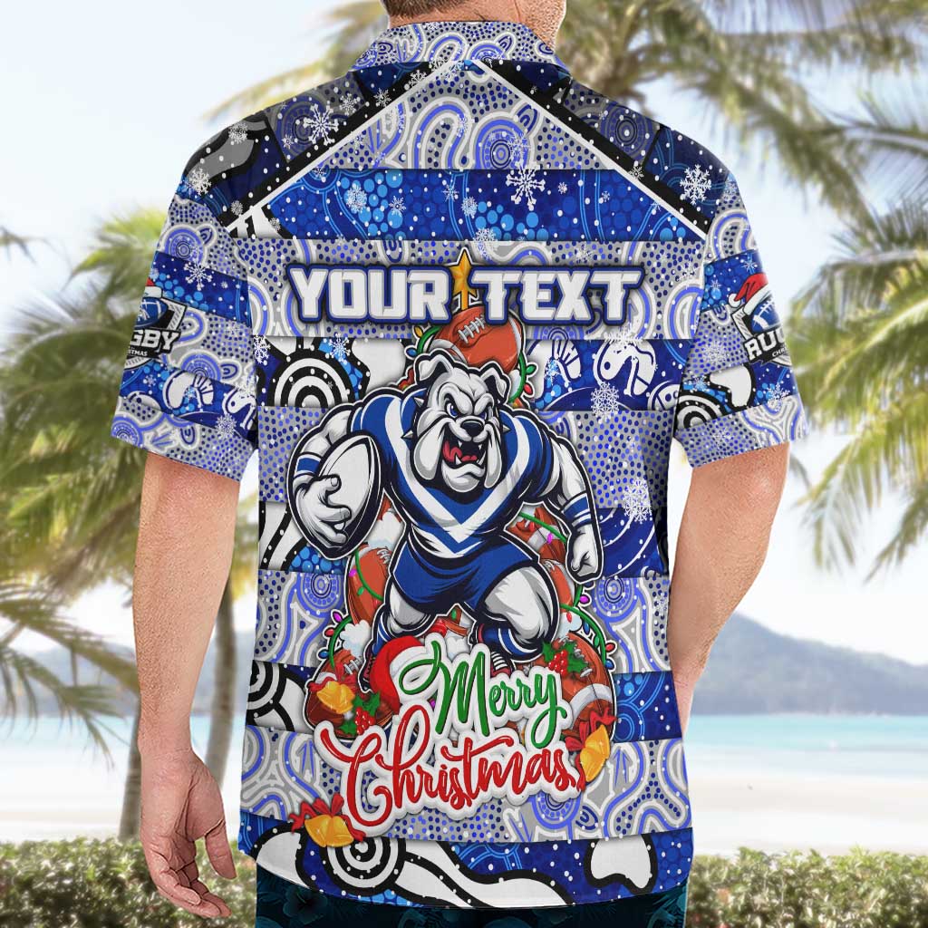 Custom Bulldogs Rugby Merry Christmas Hawaiian Shirt Indigenous Australian Art