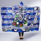 Bulldogs Rugby Merry Christmas Hooded Blanket Indigenous Australian Art