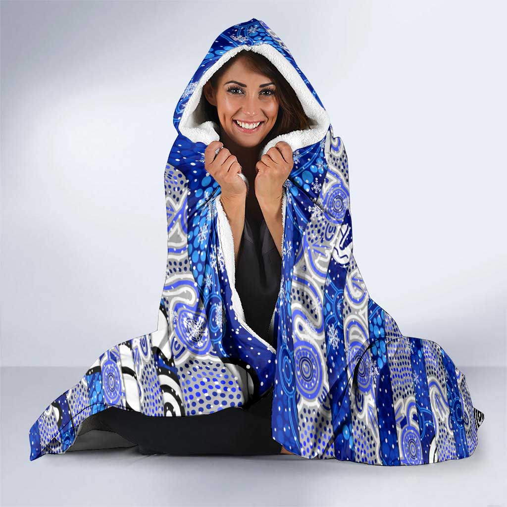 Bulldogs Rugby Merry Christmas Hooded Blanket Indigenous Australian Art