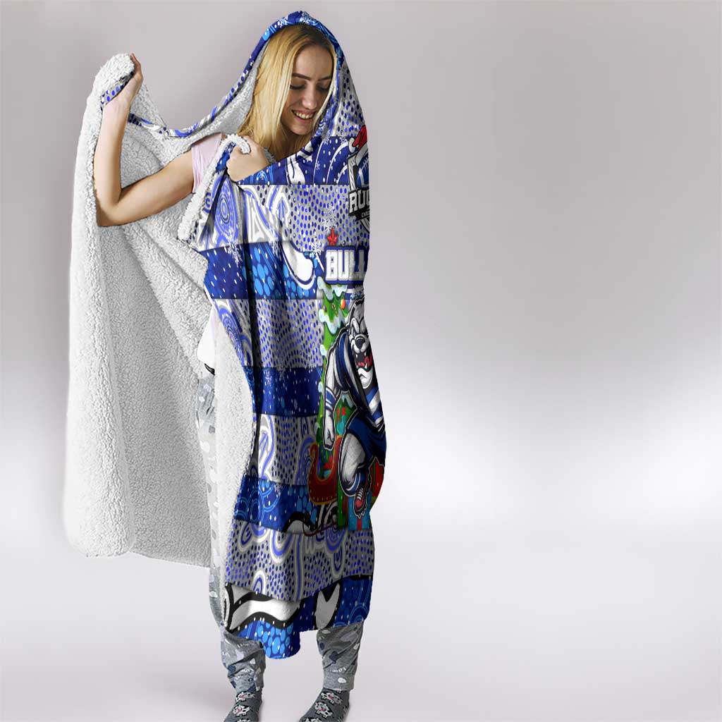 Bulldogs Rugby Merry Christmas Hooded Blanket Indigenous Australian Art