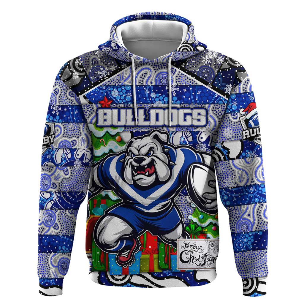 Custom Bulldogs Rugby Merry Christmas Hoodie Indigenous Australian Art