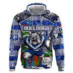 Custom Bulldogs Rugby Merry Christmas Hoodie Indigenous Australian Art