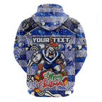 Custom Bulldogs Rugby Merry Christmas Hoodie Indigenous Australian Art