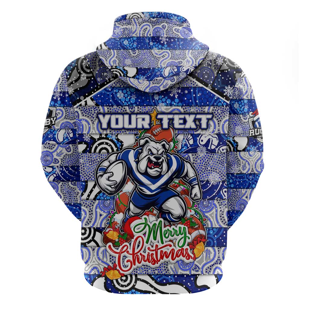 Custom Bulldogs Rugby Merry Christmas Hoodie Indigenous Australian Art