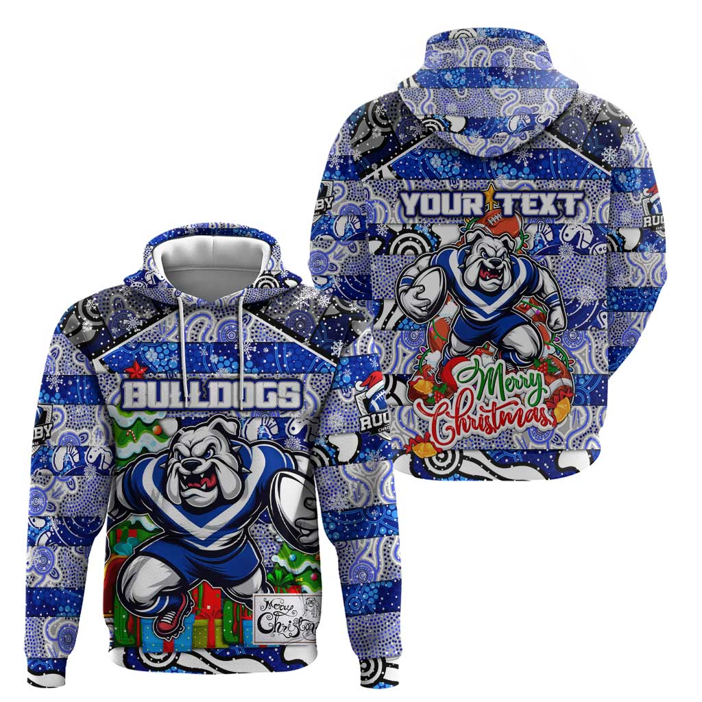 Custom Bulldogs Rugby Merry Christmas Hoodie Indigenous Australian Art