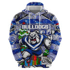 Custom Bulldogs Rugby Merry Christmas Hoodie Indigenous Australian Art