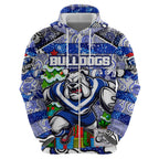 Custom Bulldogs Rugby Merry Christmas Hoodie Indigenous Australian Art