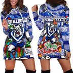 Custom Bulldogs Rugby Merry Christmas Hoodie Dress Indigenous Australian Art