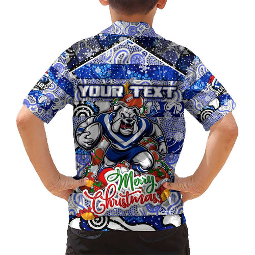 Custom Bulldogs Rugby Merry Christmas Kid Hawaiian Shirt Indigenous Australian Art