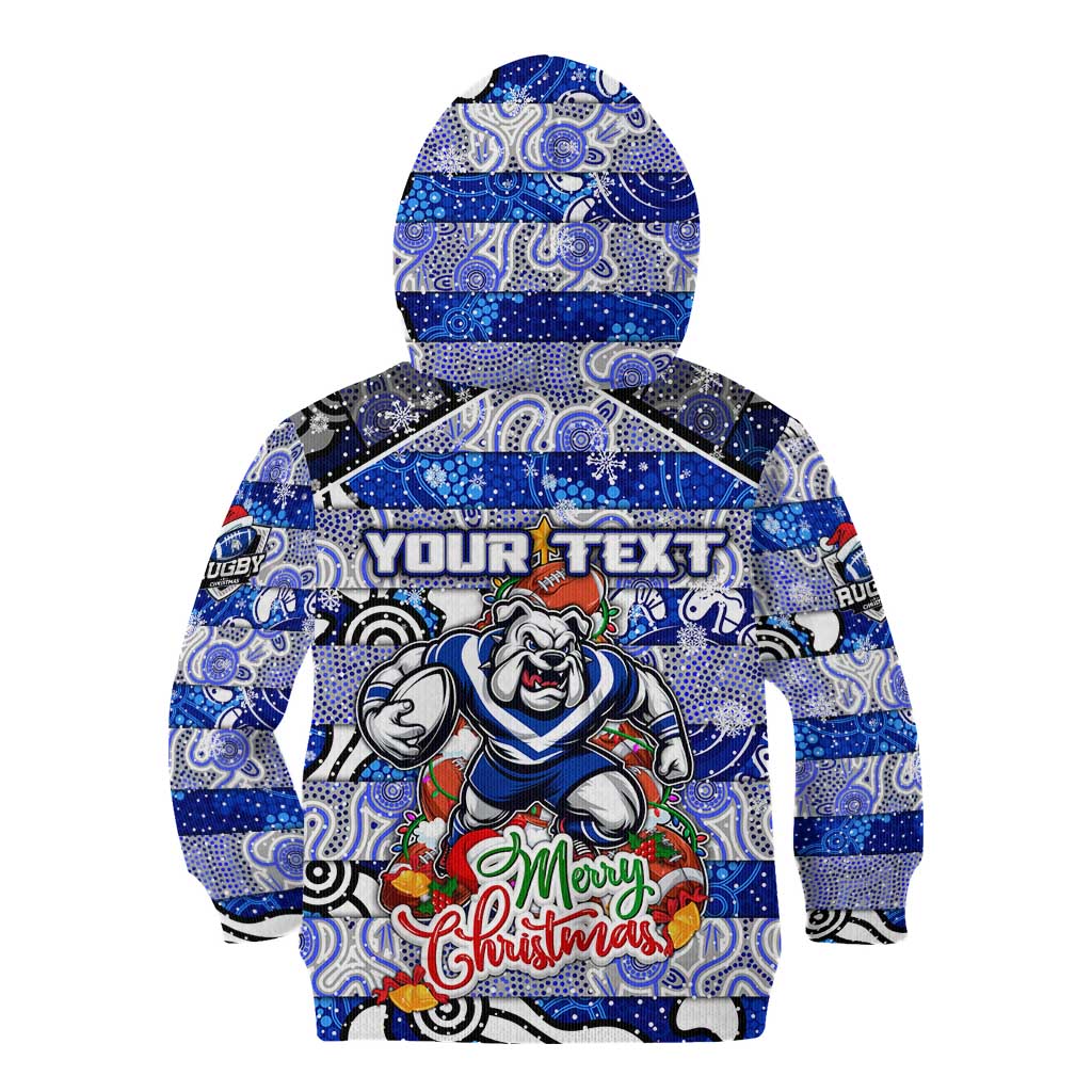 Custom Bulldogs Rugby Merry Christmas Kid Hoodie Indigenous Australian Art