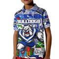 Custom Bulldogs Rugby Merry Christmas Kid Polo Shirt Indigenous Australian Art