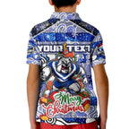 Custom Bulldogs Rugby Merry Christmas Kid Polo Shirt Indigenous Australian Art