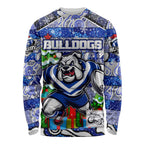 Custom Bulldogs Rugby Merry Christmas Long Sleeve Shirt Indigenous Australian Art