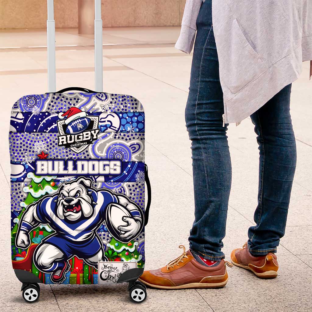 Bulldogs Rugby Merry Christmas Luggage Cover Indigenous Australian Art