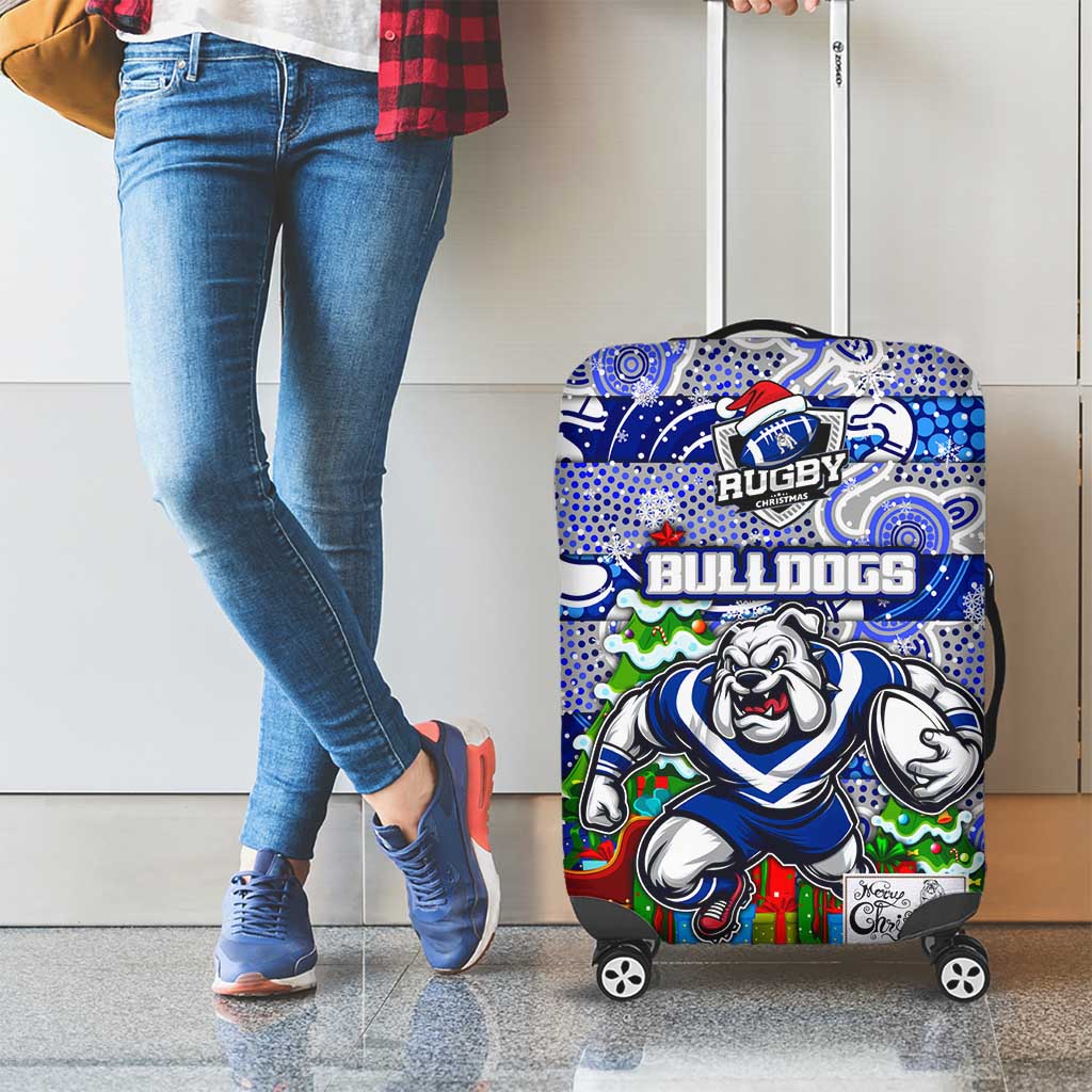 Bulldogs Rugby Merry Christmas Luggage Cover Indigenous Australian Art