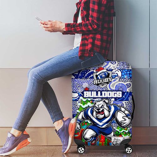 Bulldogs Rugby Merry Christmas Luggage Cover Indigenous Australian Art