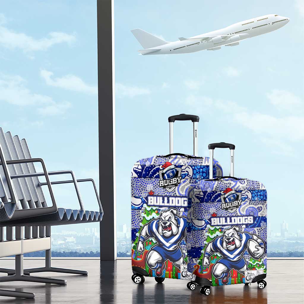 Bulldogs Rugby Merry Christmas Luggage Cover Indigenous Australian Art