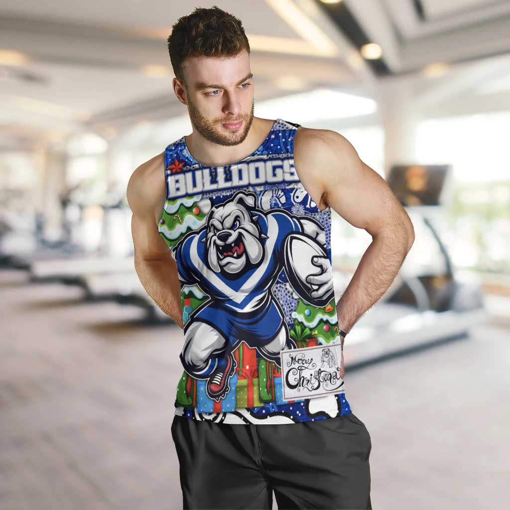 Custom Bulldogs Rugby Merry Christmas Men Tank Top Indigenous Australian Art