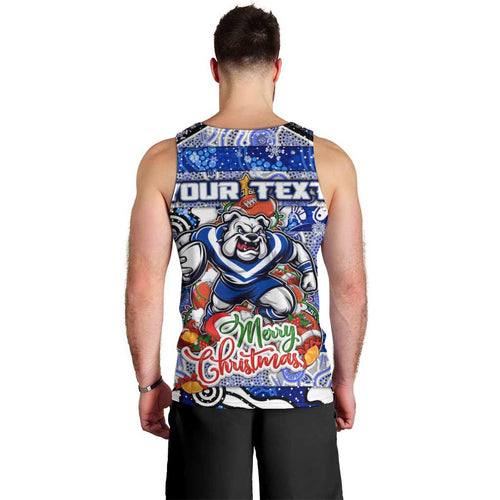 Custom Bulldogs Rugby Merry Christmas Men Tank Top Indigenous Australian Art