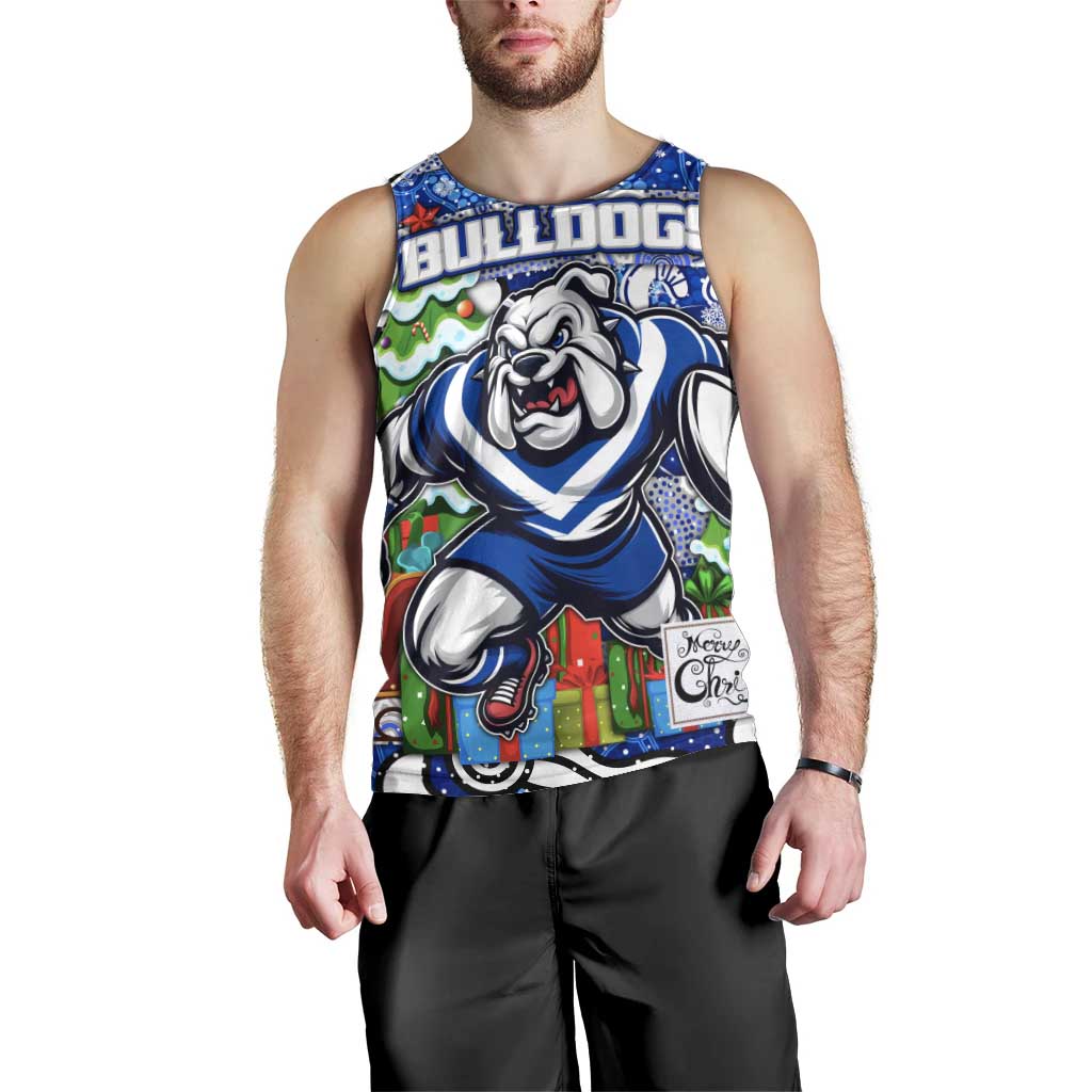 Custom Bulldogs Rugby Merry Christmas Men Tank Top Indigenous Australian Art