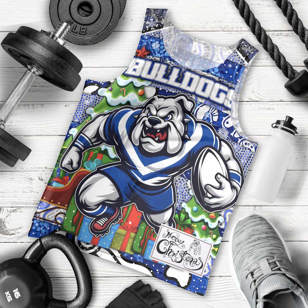 Custom Bulldogs Rugby Merry Christmas Men Tank Top Indigenous Australian Art