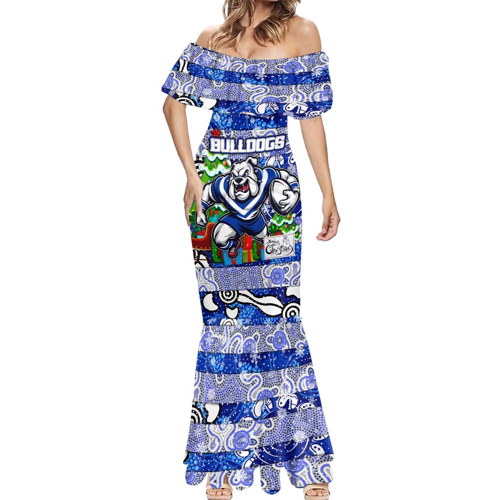 Custom Bulldogs Rugby Merry Christmas Mermaid Dress Indigenous Australian Art