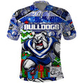 Custom Bulldogs Rugby Merry Christmas Polo Shirt Indigenous Australian Art