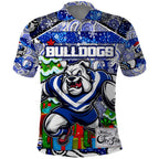 Custom Bulldogs Rugby Merry Christmas Polo Shirt Indigenous Australian Art