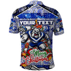 Custom Bulldogs Rugby Merry Christmas Polo Shirt Indigenous Australian Art