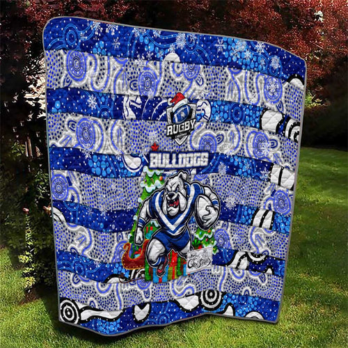 Bulldogs Rugby Merry Christmas Quilt Indigenous Australian Art
