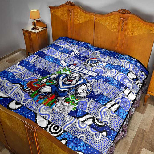 Bulldogs Rugby Merry Christmas Quilt Indigenous Australian Art