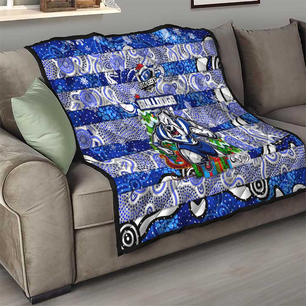 Bulldogs Rugby Merry Christmas Quilt Indigenous Australian Art
