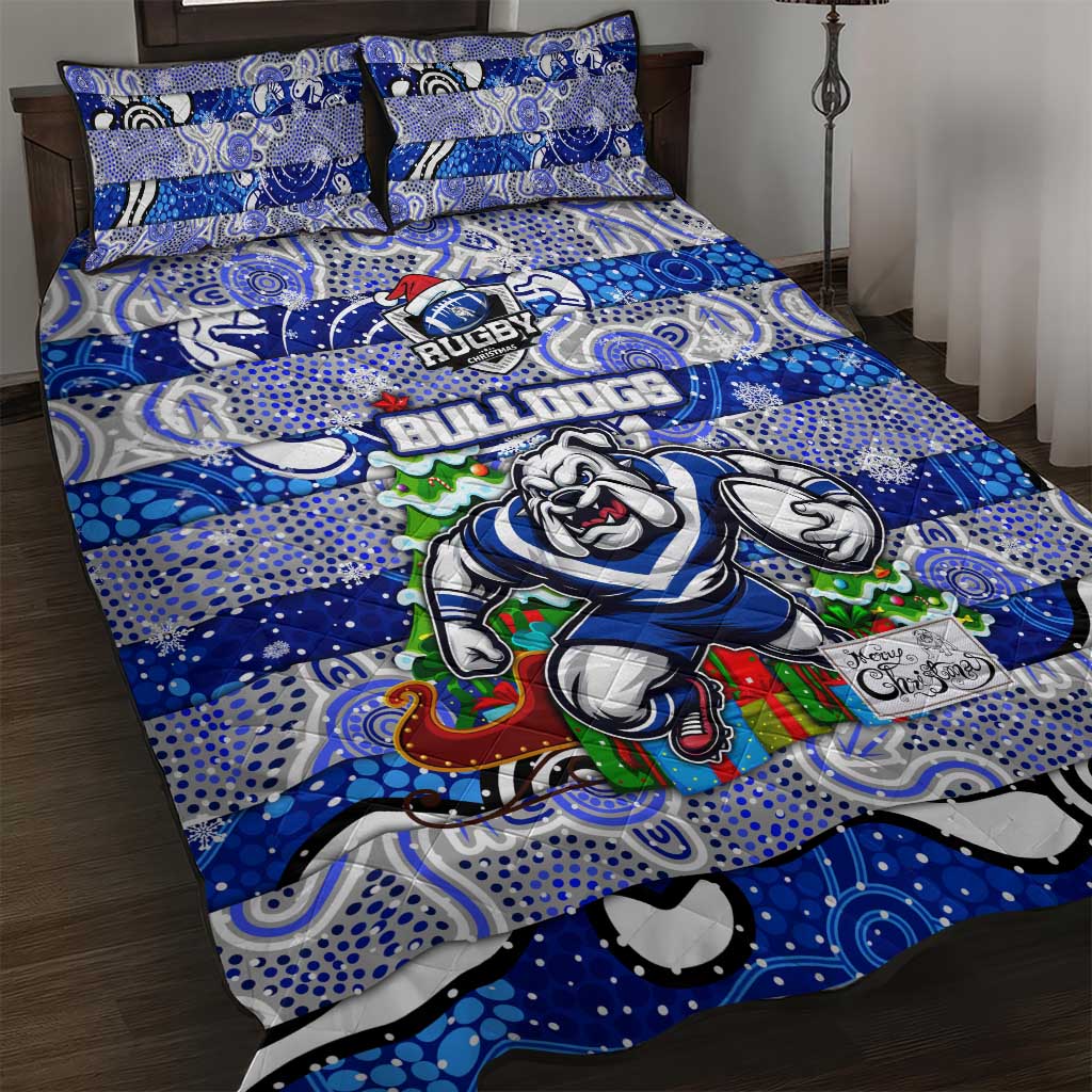Bulldogs Rugby Merry Christmas Quilt Bed Set Indigenous Australian Art