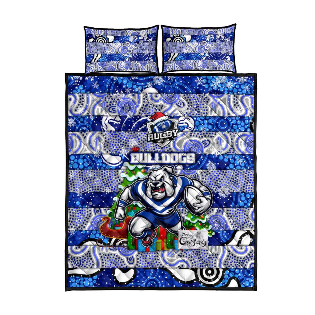 Bulldogs Rugby Merry Christmas Quilt Bed Set Indigenous Australian Art