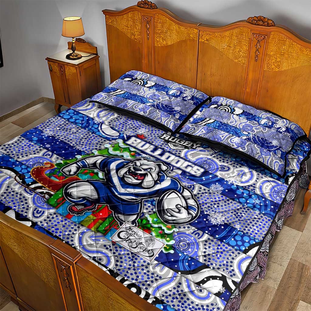 Bulldogs Rugby Merry Christmas Quilt Bed Set Indigenous Australian Art