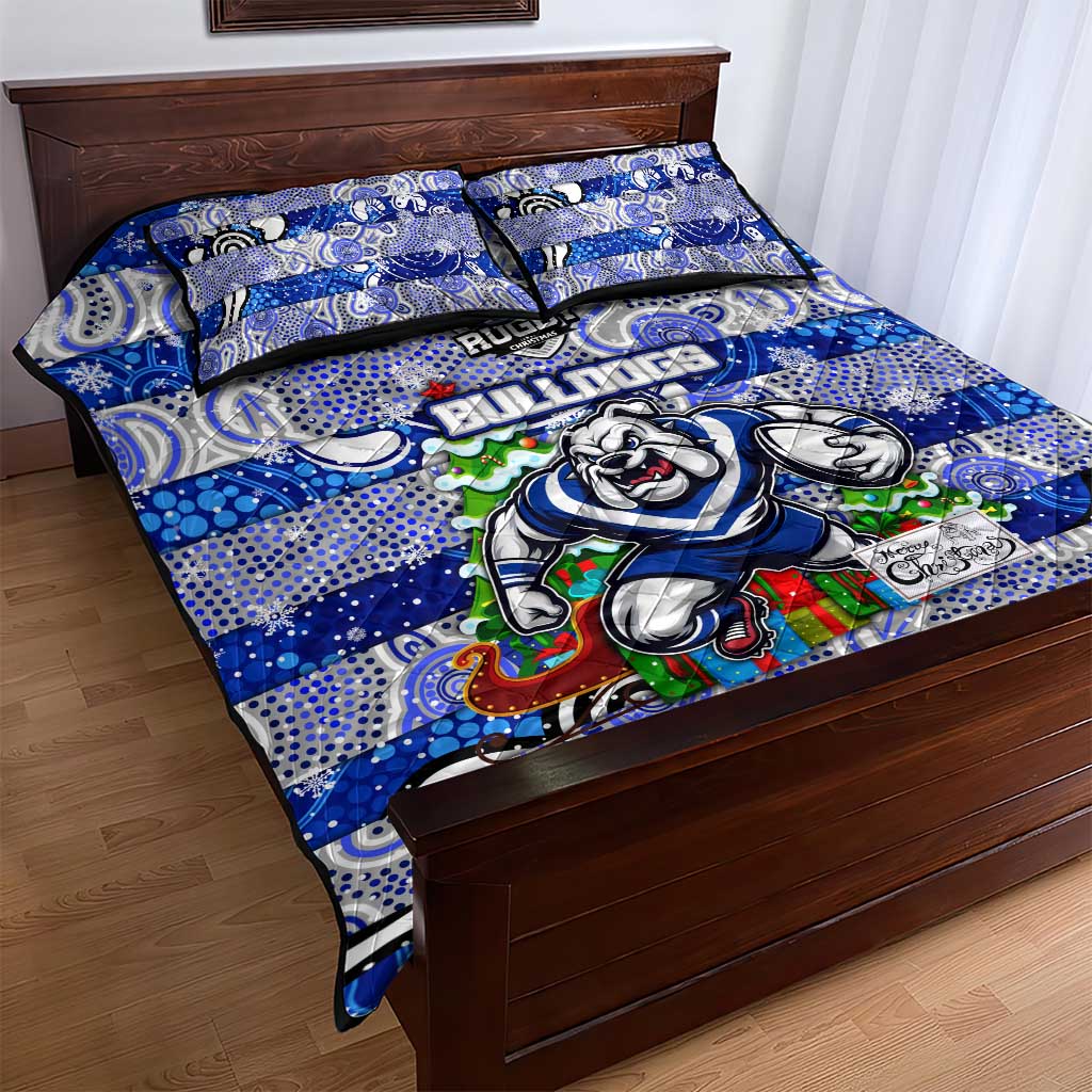 Bulldogs Rugby Merry Christmas Quilt Bed Set Indigenous Australian Art