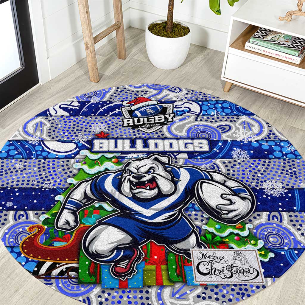 Bulldogs Rugby Merry Christmas Round Carpet Indigenous Australian Art