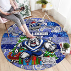 Bulldogs Rugby Merry Christmas Round Carpet Indigenous Australian Art