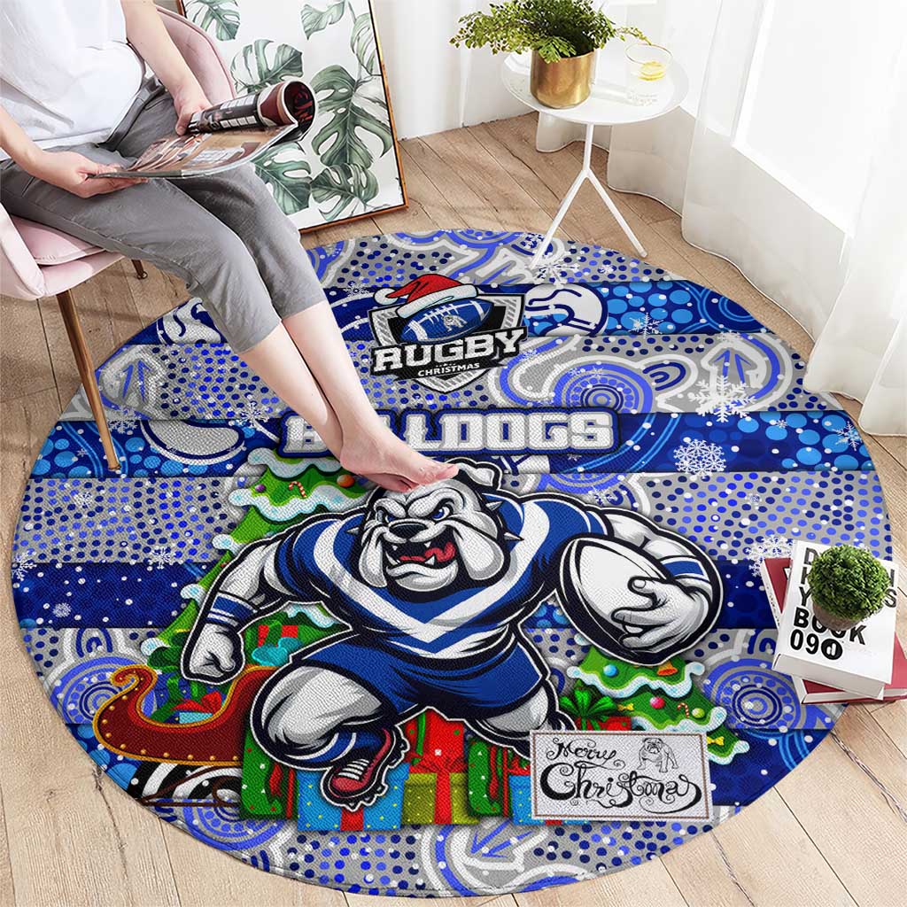Bulldogs Rugby Merry Christmas Round Carpet Indigenous Australian Art