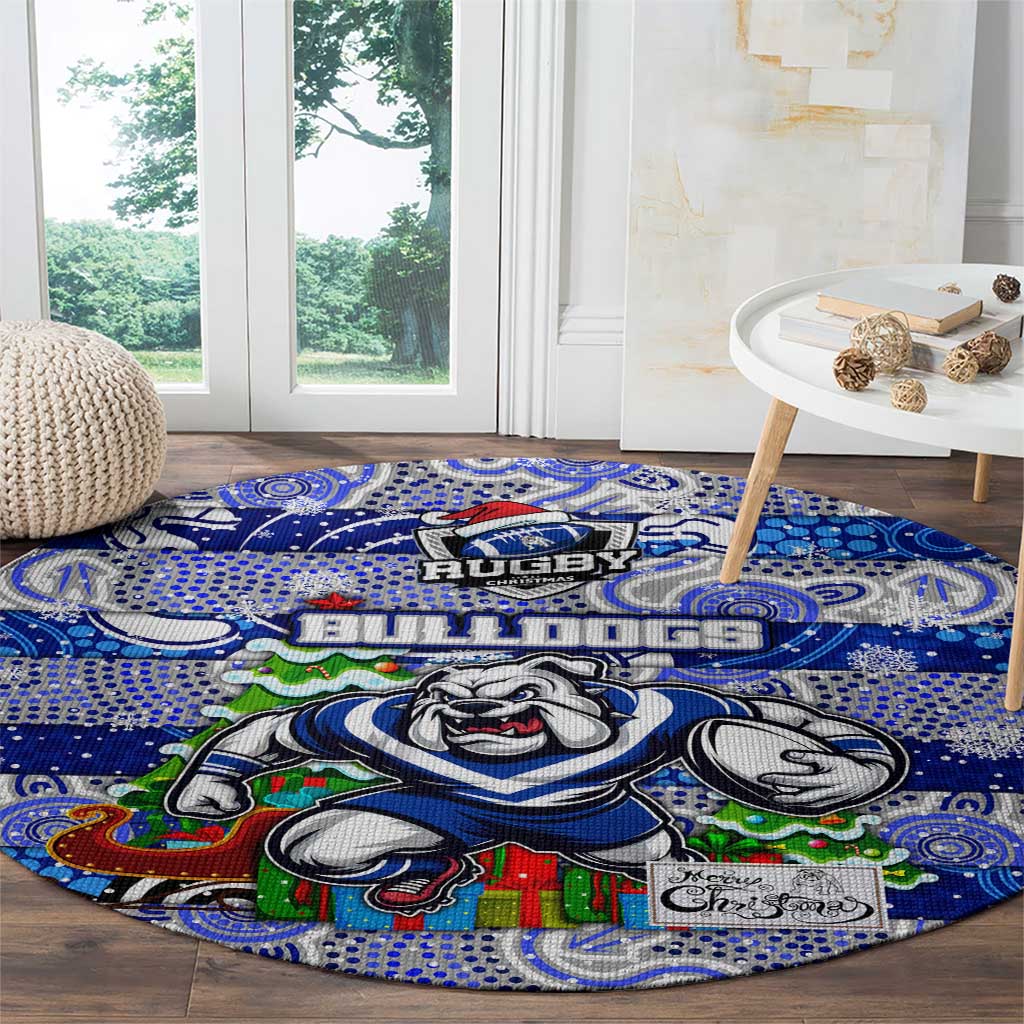 Bulldogs Rugby Merry Christmas Round Carpet Indigenous Australian Art